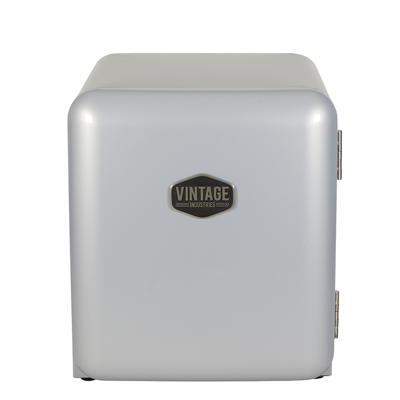 Kleiner Retro Kühlschrank - 50er Jahre - Industial Look - Silber - VIRC60 - vorne