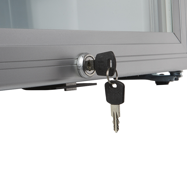 Gastro-Cool - Kühlschrank - klein - Glastür - silber - LED - GCKW65 - Schlüssel
