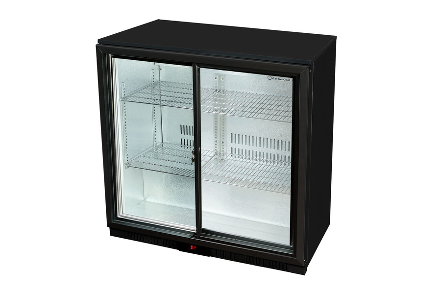 Gastro-Cool Untertheken Kühlschrank - Schiebetür - Schwarz - GCUC200 Seitlich leer