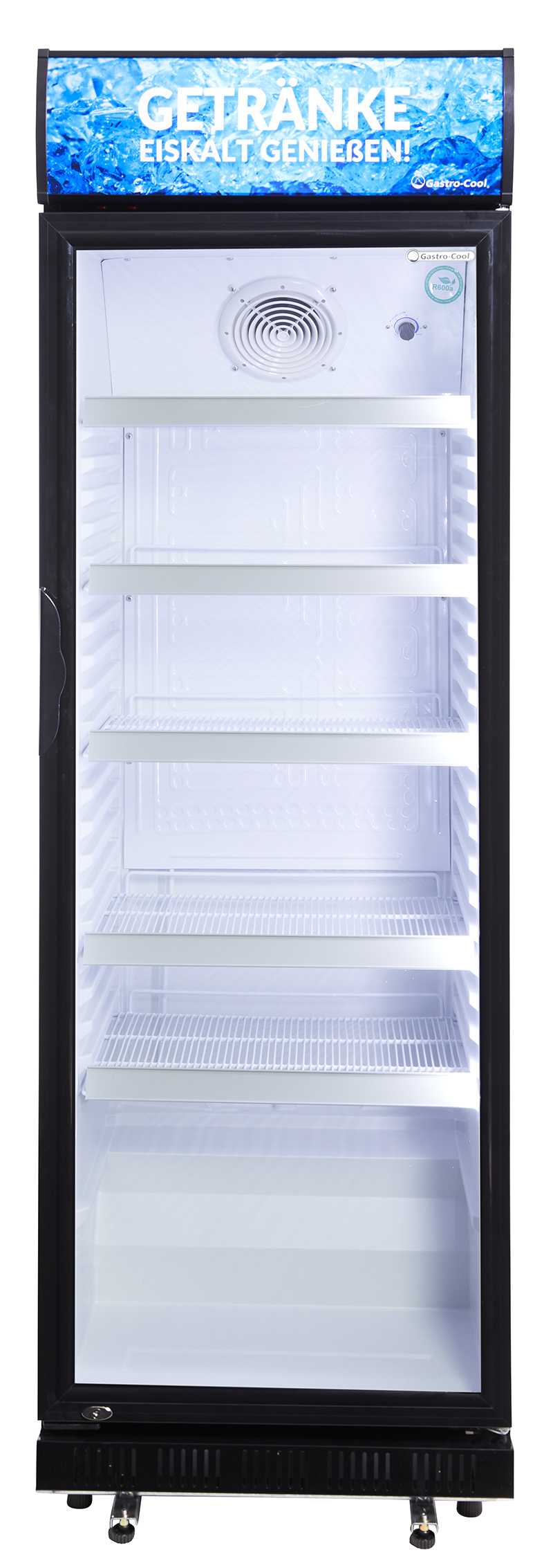 Gastro-Cool - Werbekühlschrank mit Display - schwarz/weiß - GCDC400 - Frontal leer