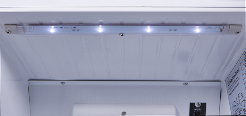 Flaschenkühlschrank schmal - Retro Look - vintage - Glastür - weiß - GCGD135 - LED Beleuchtung oben