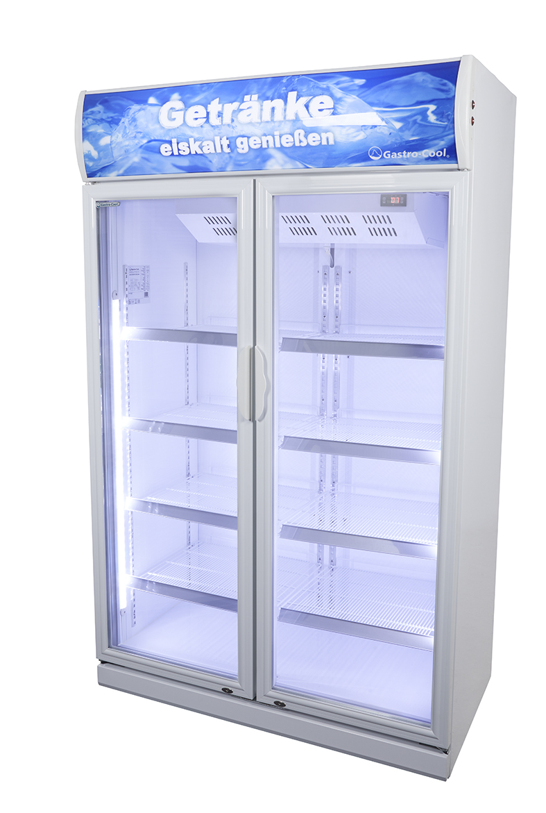 GCDC1050 - Kühlschrank für Kiosk - zwei Glastüren - LED - Seitenansicht leer