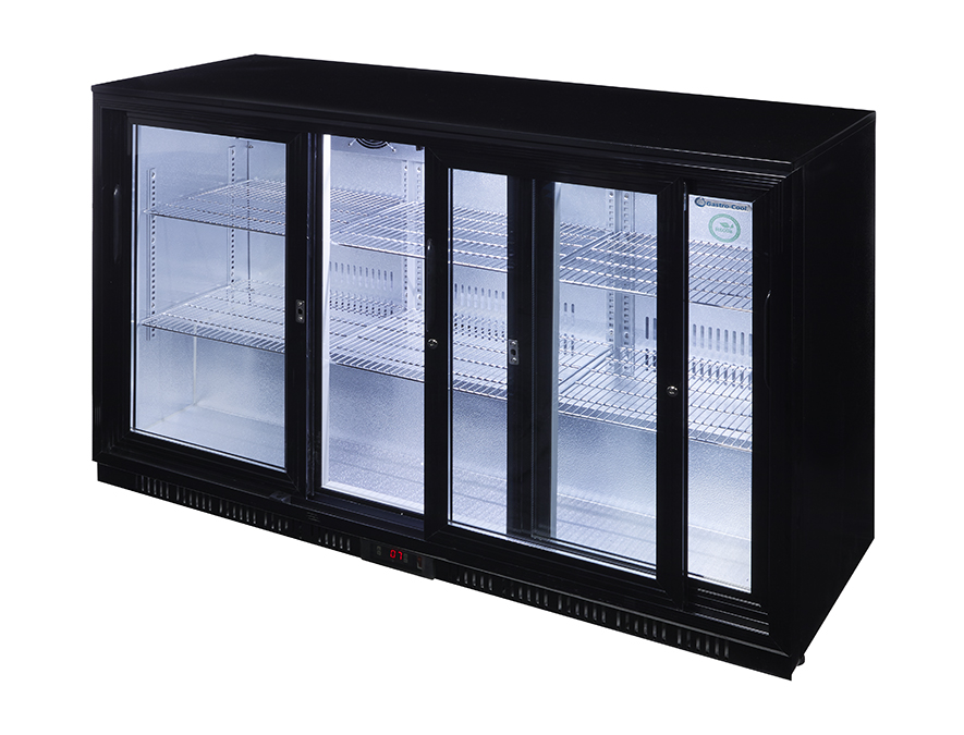 Gastro-Cool - Flaschenkühlschrank - Schiebetür - selbstschließend - schwarz - GCUC300 Seitlich Tür