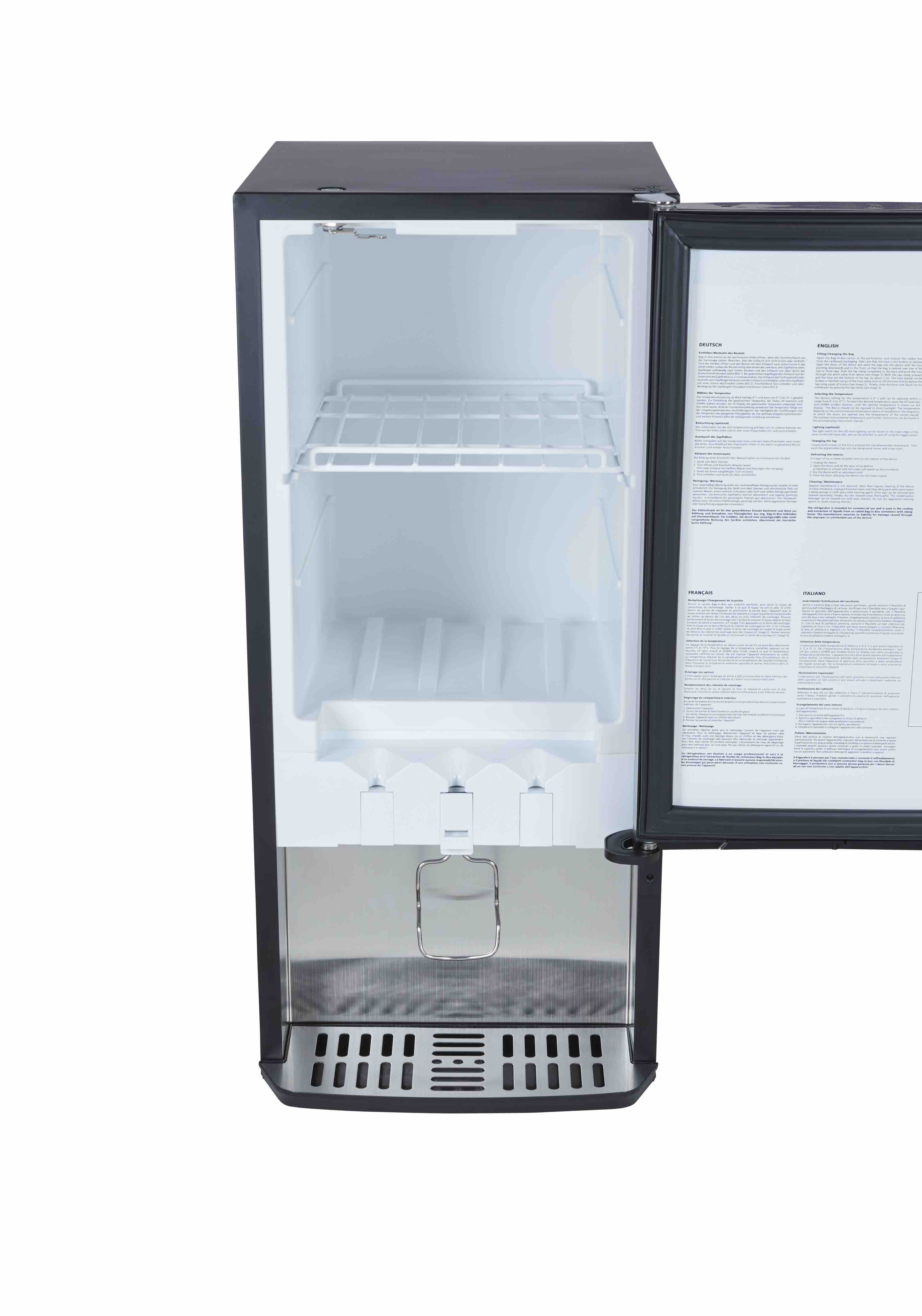 Gastro-Cool - Bag in Box Dispenser Kühlschrank - für Hotel und Gastronomie - GCBIB20 Frontal Innenraum mit Gitter