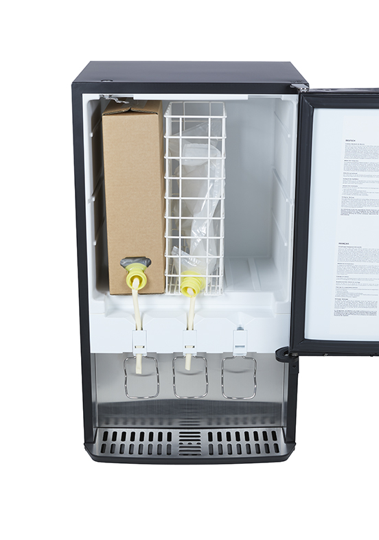 Bag in Box Dispenser Kühlschrank - für Milch und Saft und Wasser - 3x10 Liter - GCBIB30 - Innerseite Gitterbox