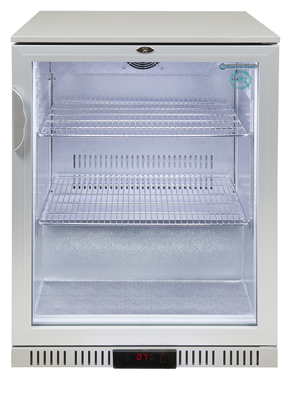 Gastro-Cool Glastürkühlschrank - für Einbau in Theke - silber - GCUC100 Frontansicht leer