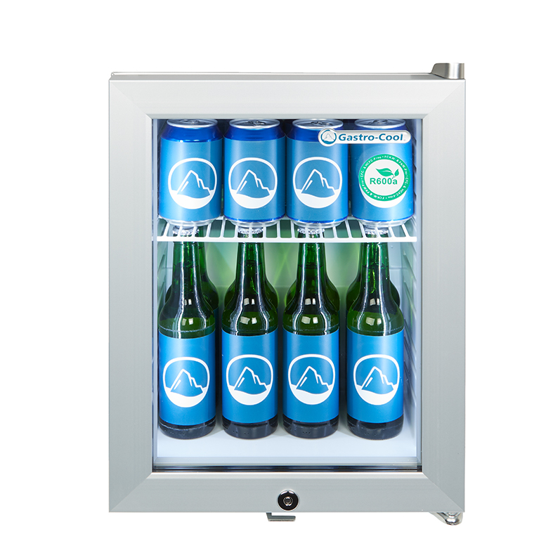 Gastro-Cool Minikühlschrank für Tankstelle oder Gastronomie - KühlWürfel - silber - GCKW25 Frontal voll