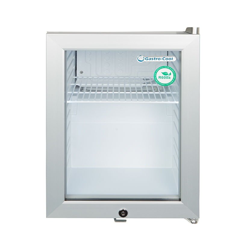 Gastro-Cool Minikühlschrank für Tankstelle oder Gastronomie - KühlWürfel - silber - GCKW25 Frontal leer