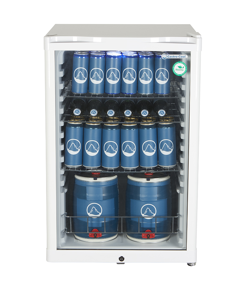 Flaschenkühlschrank mit Glastür - weiß - GCGD155 - Vorderseite gefühlt
