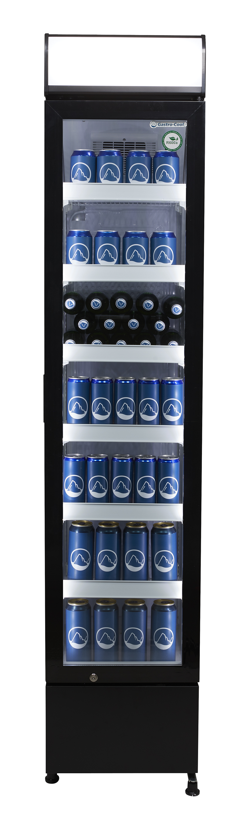 Gastro-Cool - GCDC130 Flaschenkühlschrank mit Leuchtdisplay - frontal gefüllt