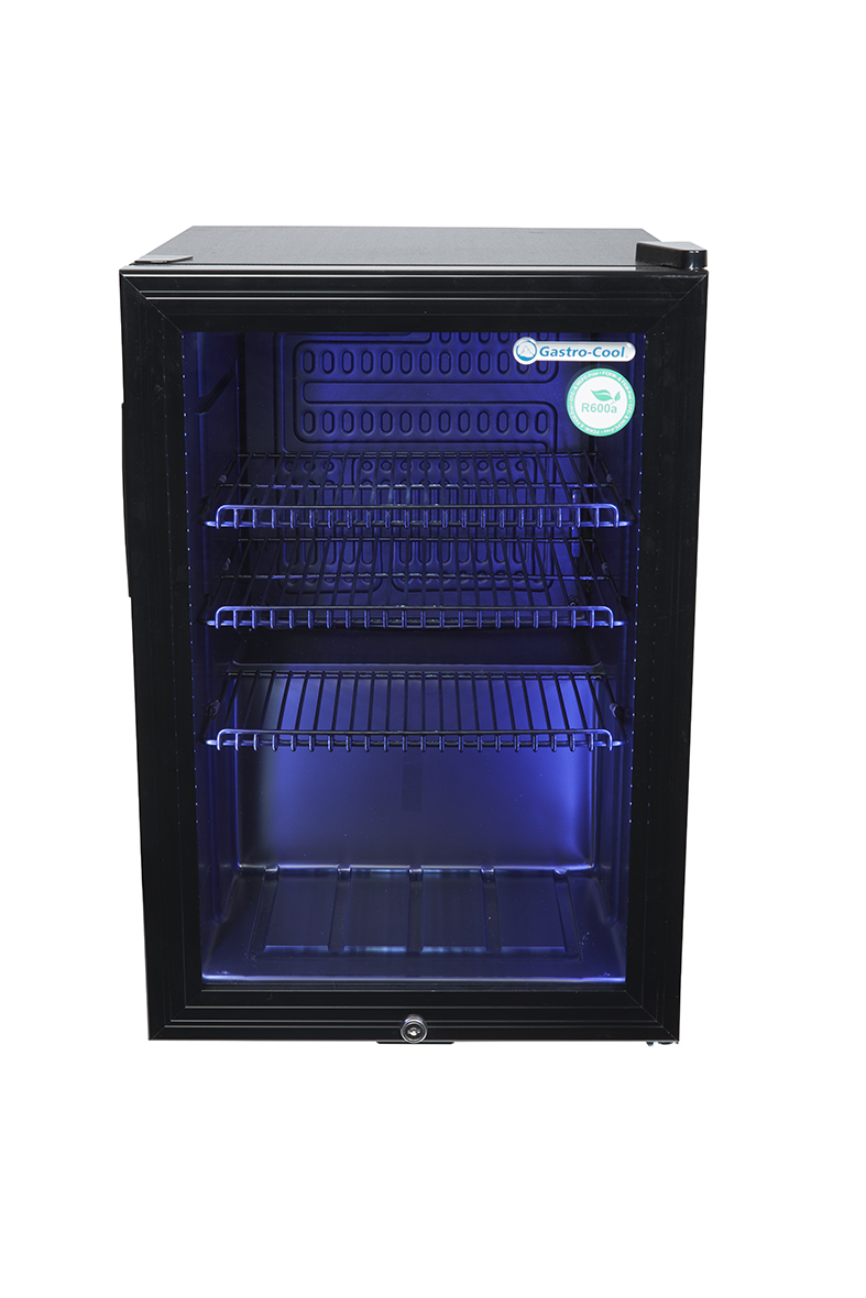 Gastro-Cool - Flaschenkühlschrank mit Glastür - schwarz - Hochleistungs-LED - GCKW65 - frontal leer