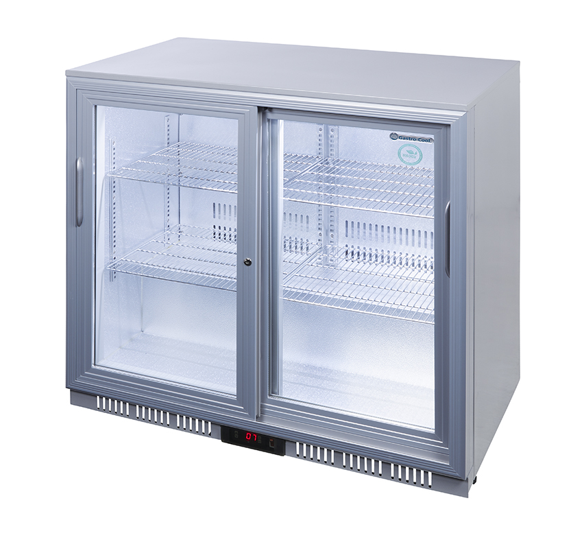 Gastro-Cool Untertheken Kühlschrank - Schiebetür - Silber - GCUC200 Seitlich leer