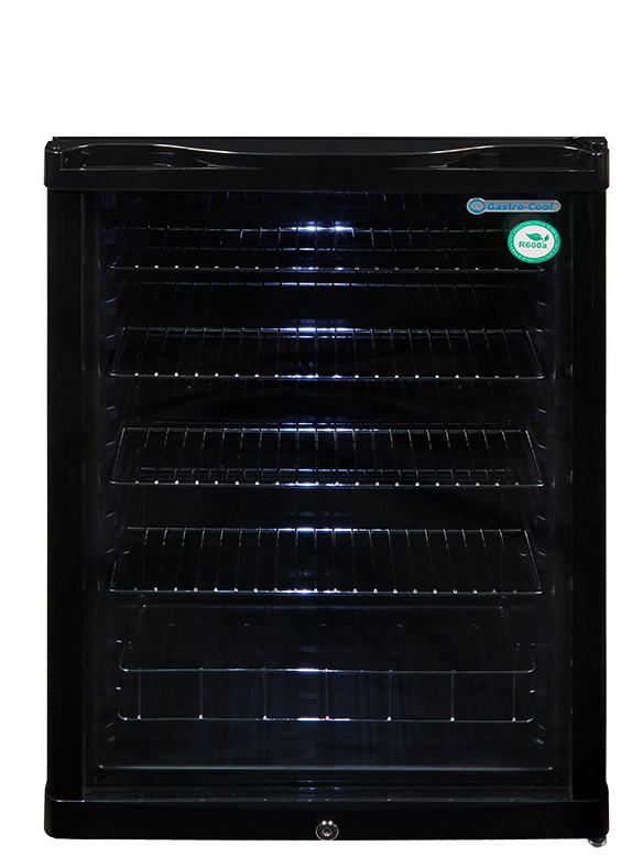 Gastro-Cool Glastürkühlschrank für Flaschen - schwarz - GCGD155 Frontal leer