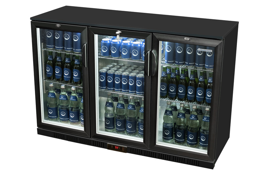 Gastro-Cool - Thekenkühlschrank für Bar - Getränkekühlschrank - Flügeltür - niedrig - schwarz - GCUC300 - seitlich gefüllt
