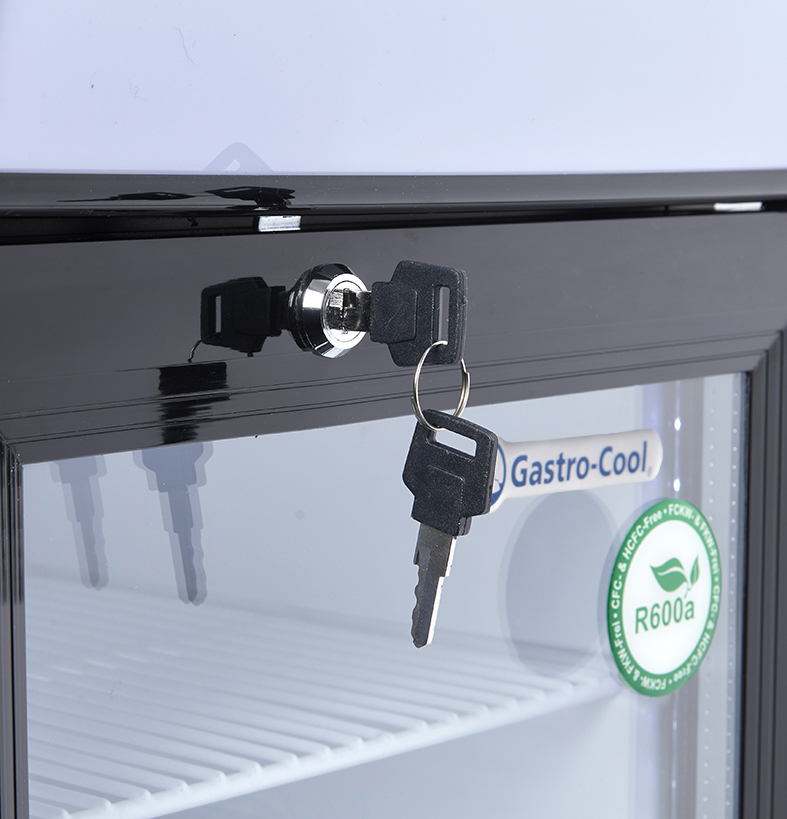 Gastro-Cool - Werbekühlschrank - mini - schwarz/weiß - super LED - GCDC25 - Schlüssel