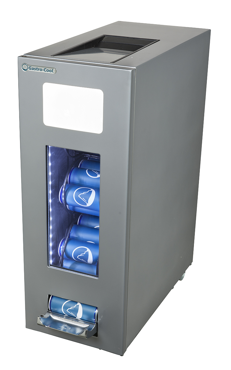 Gastro-Cool - Dosen Dispenser Kühlschrank - Silber - 250 ml slim can - GCAP50-250 - seitlich gefüllt