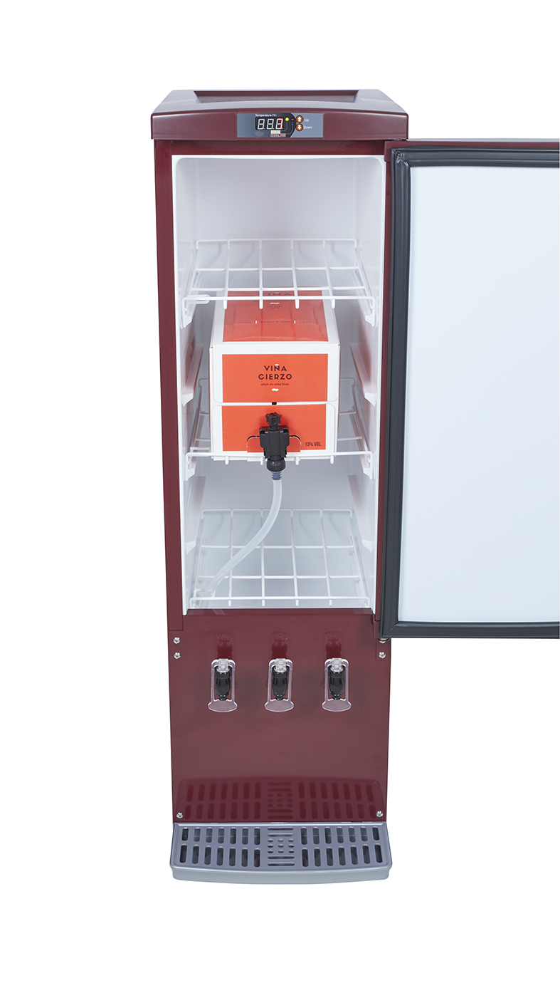 Gastro-Cool - Bag in Box Kühlschrank - weinrot - 3x10 Liter - GCBIB110 - Voransicht gefüllt