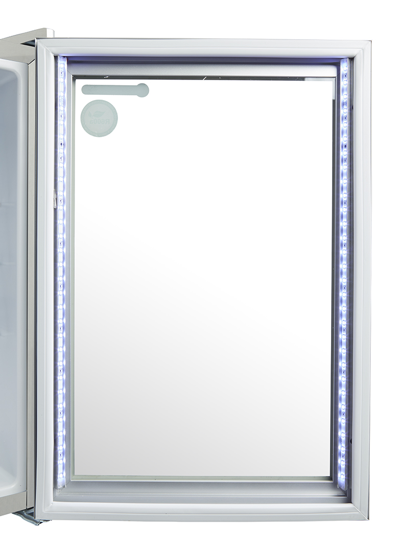 Gastro-Cool - Edelstahl - Mini - Kühlschrank - Glastür - LED Innenbeleuchtung - GCKW65 - LED Tür