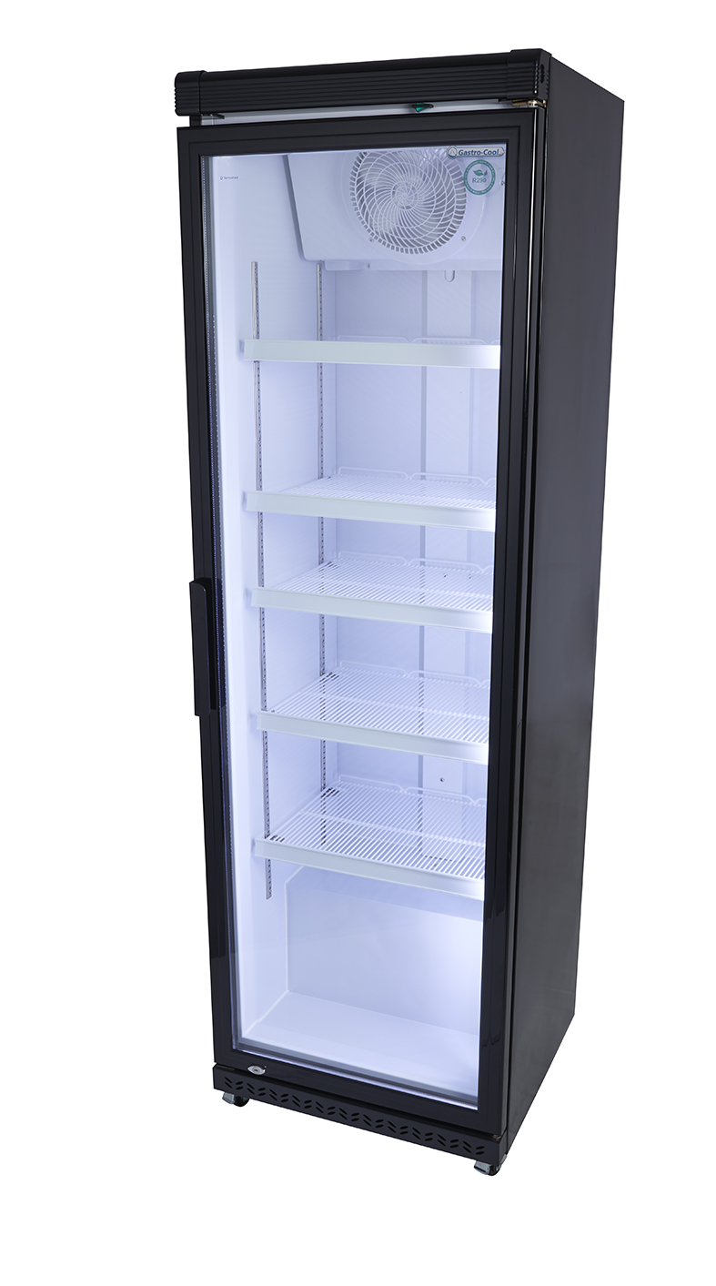 Gastro-Cool - Gewerbekühlschrank - schwarz - GCGD400 - seitlich gefüllt