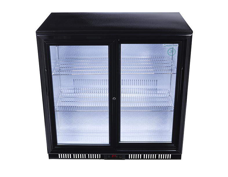 Gastro-Cool Untertheken Kühlschrank - Schiebetür - Schwarz - GCUC200 Frontal leer