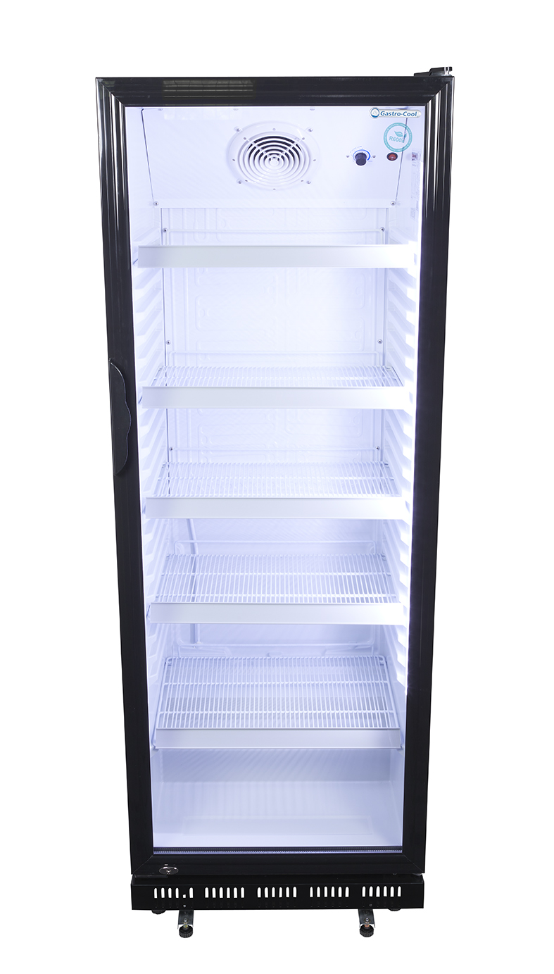 Gastro-Cool - Flaschenkühlschrank - schwarz mit weißem Innenraum - GD360 - frontal leer