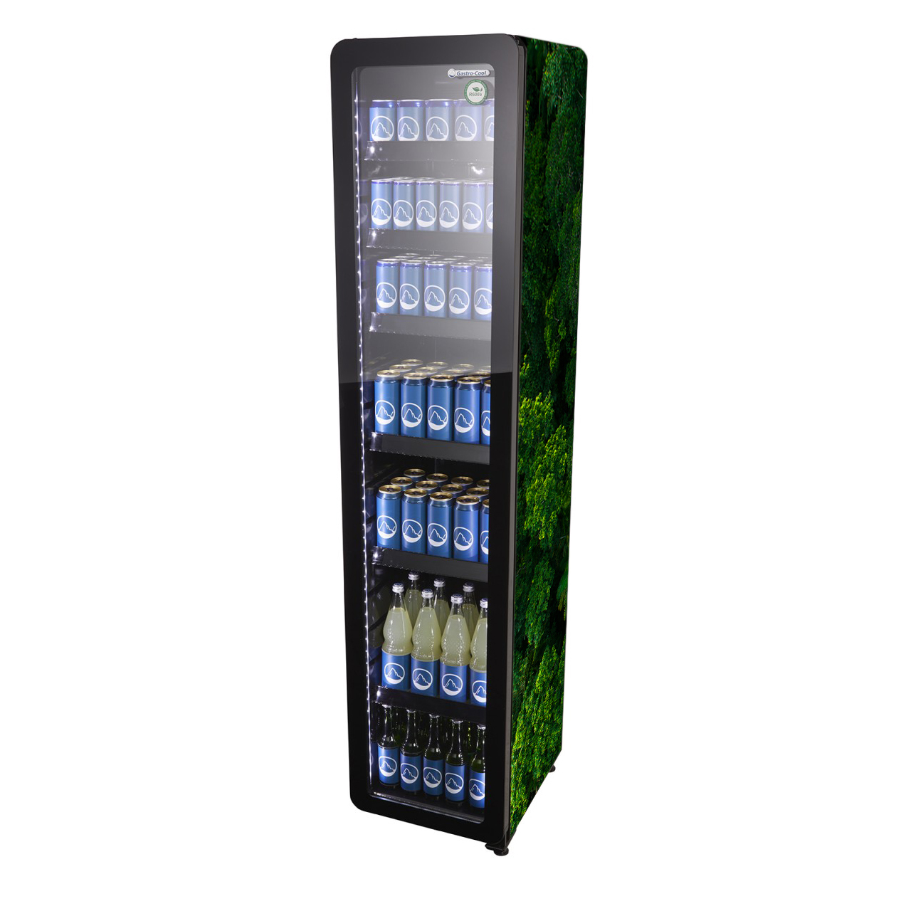 Retro Kühlschrank mit Glastür - Slimcooler - schwarz - GCGD175 - Eco Star