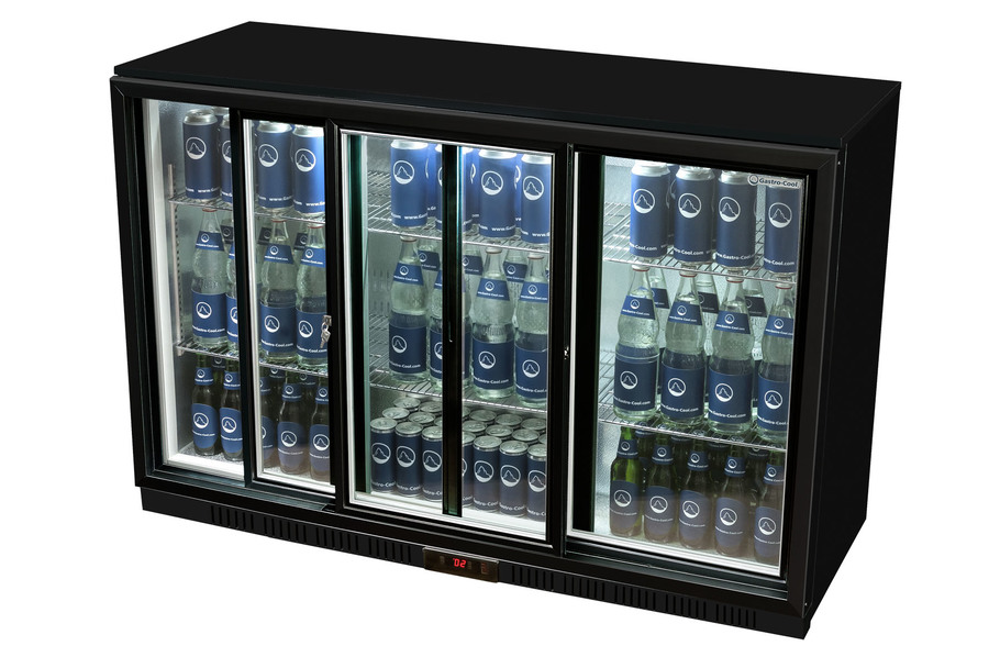 Gastro-Cool - Flaschenkühlschrank - Schiebetür - selbstschließend - schwarz - GCUC300 Seitlich voll