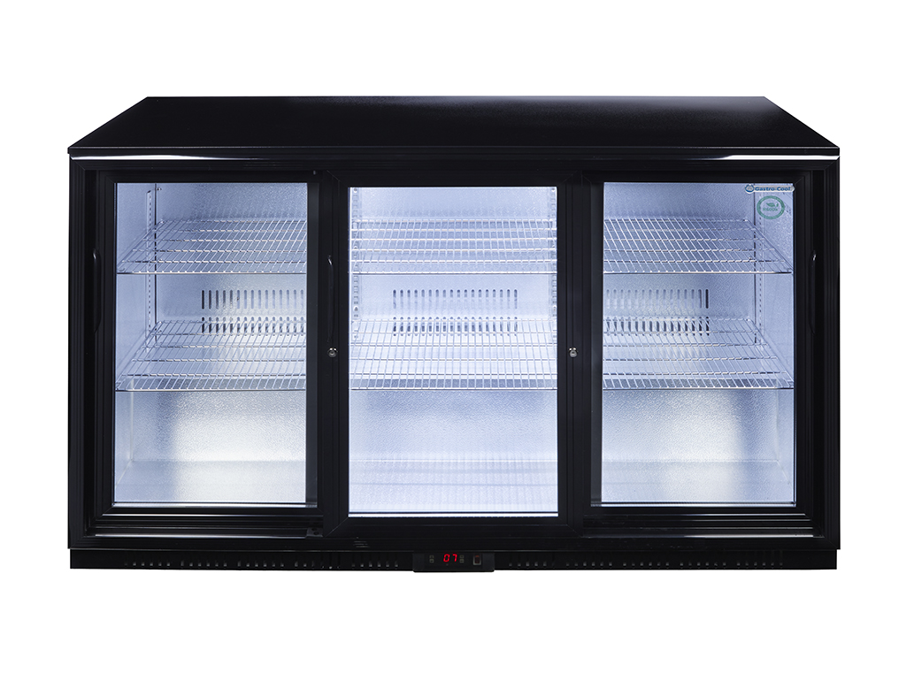 Gastro-Cool - Thekenkühlschrank für Bar - Getränkekühlschrank - Flügeltür - niedrig - schwarz - GCUC300 - Frontansicht leer