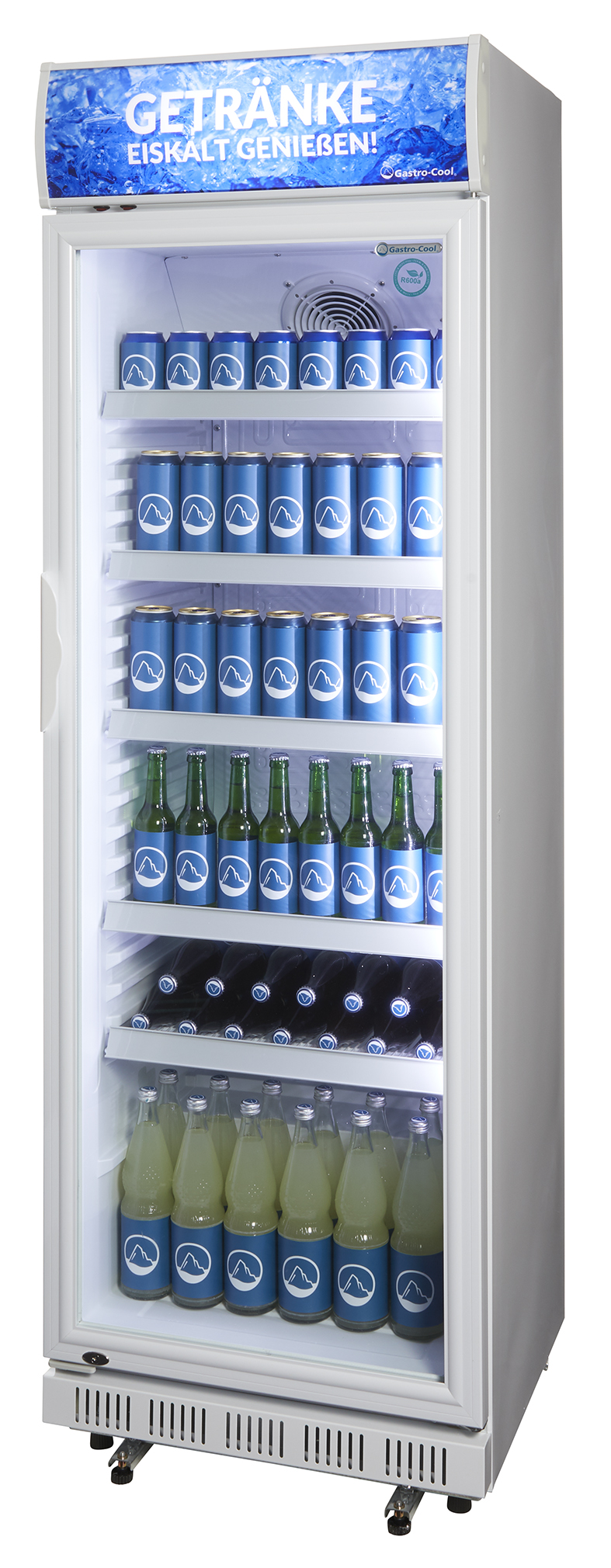 Gastro-Cool - Glastürkühlschrank mit Werbedisplay - weiß - GCDC400 - seitlich gefüllt