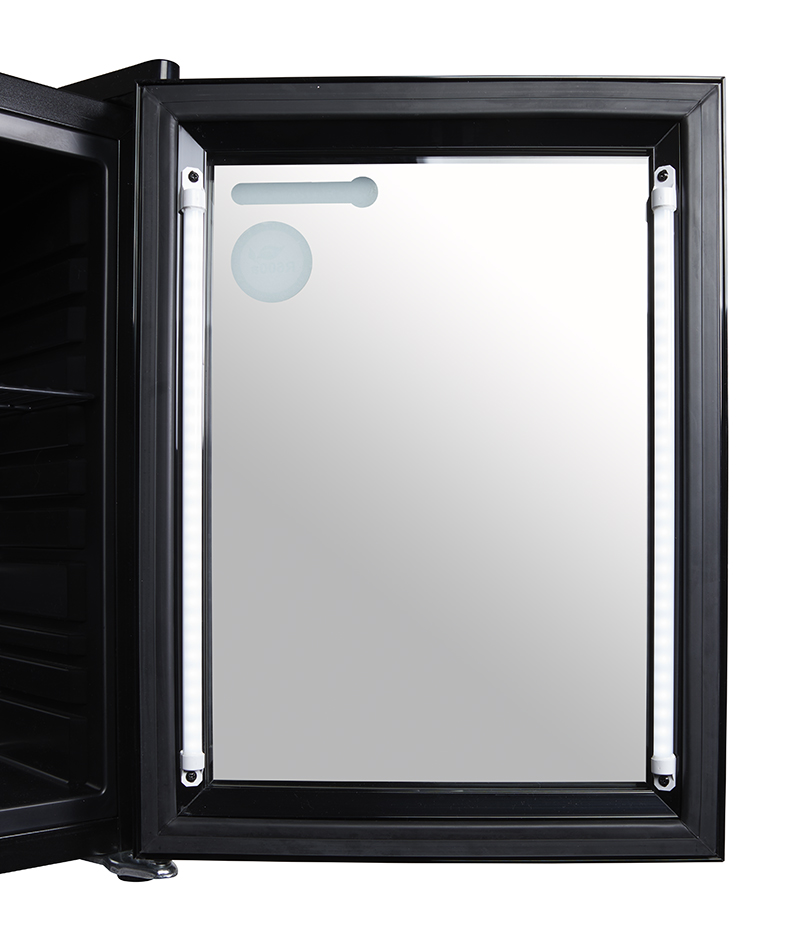 Gastro-Cool - Thekenkühlschrank - klein - schwarz - super LED - GCKW25 - Tür mit LED