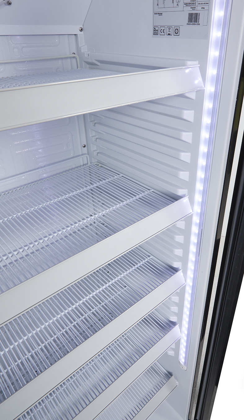 Gastro-Cool - Flaschenkühlschrank - schwarz mit weißem Innenraum - GD360 - LED