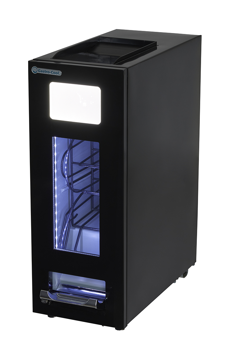 Gastro Cool - Dosen Dispenser Kühlschrank - Schwarz - 48 Dosen à 250 ml - GCAP50-250 - seitlich leer
