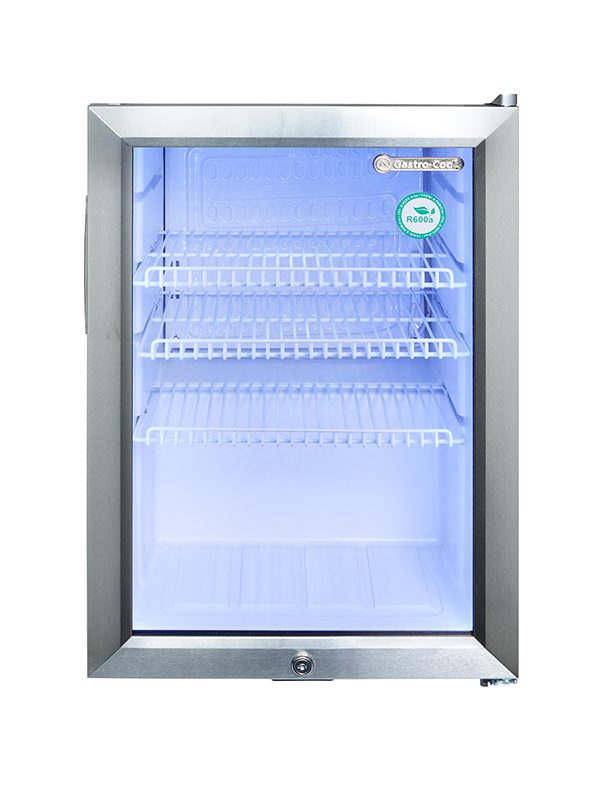 Gastro-Cool - Edelstahl - Mini - Kühlschrank - Glastür - LED Innenbeleuchtung - GCKW65 - frontal leer