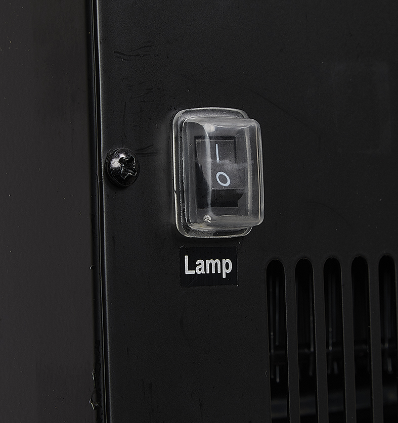Gastro-Cool - Mini POS Glastürkühlschrank für Werbung - schwarz - GCGD8 - Detail Rückseite Schalter