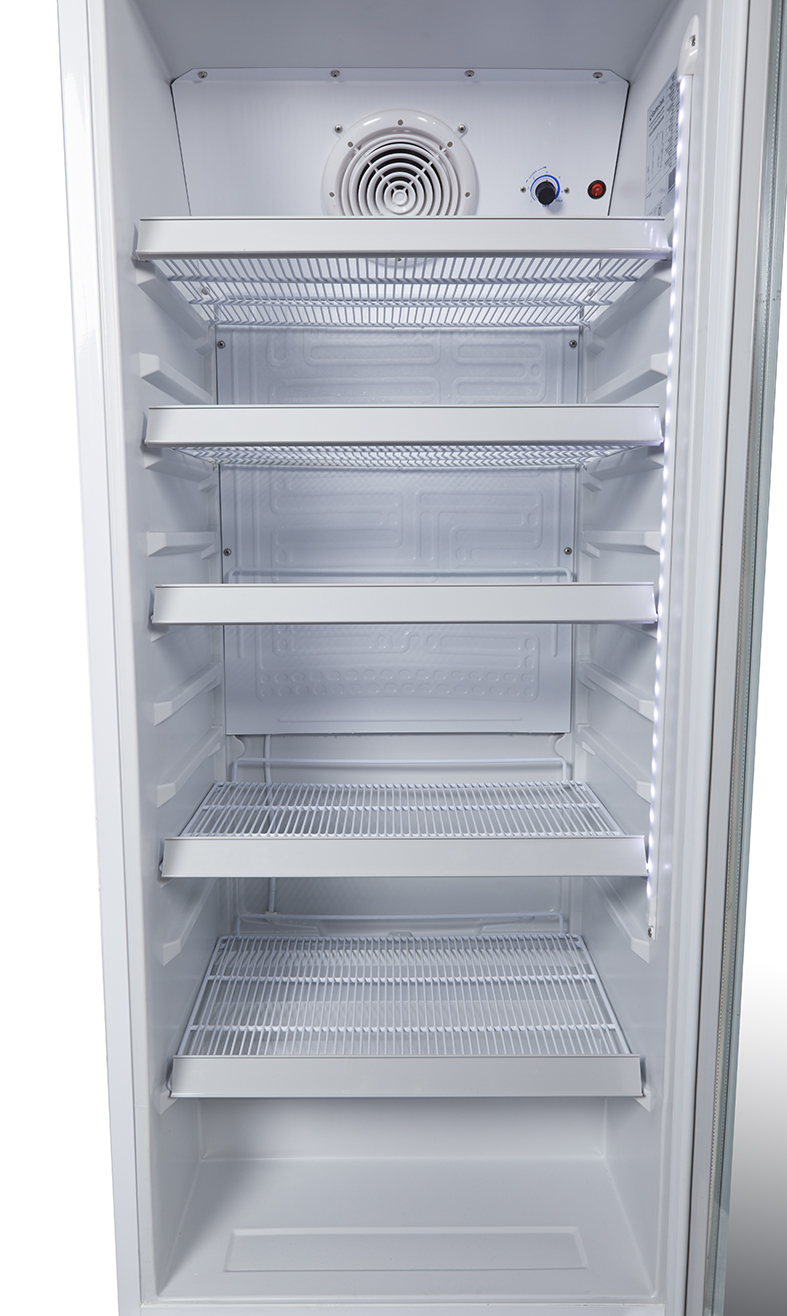 Gastro-Cool - Weißer Gewerbekühlschrank mit Glastür - GCGD310 - Innenraum nicht befüllt