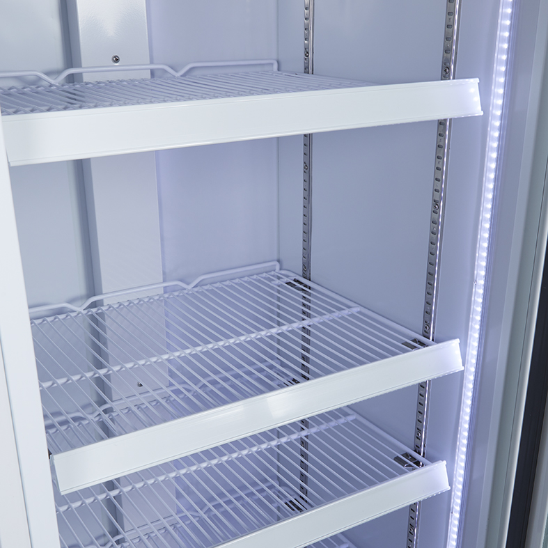 Gastro-Cool - Flaschenkühlschrank Umluft - Glastür - weiß - GCGD400 - Gitterregale