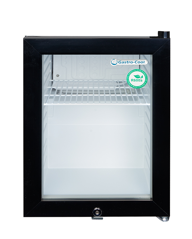 Gastro-Cool Thekenkühlschrank - mini - für POS Werbung - schwarz/weiß - LED - GCKW25 Frontal leer