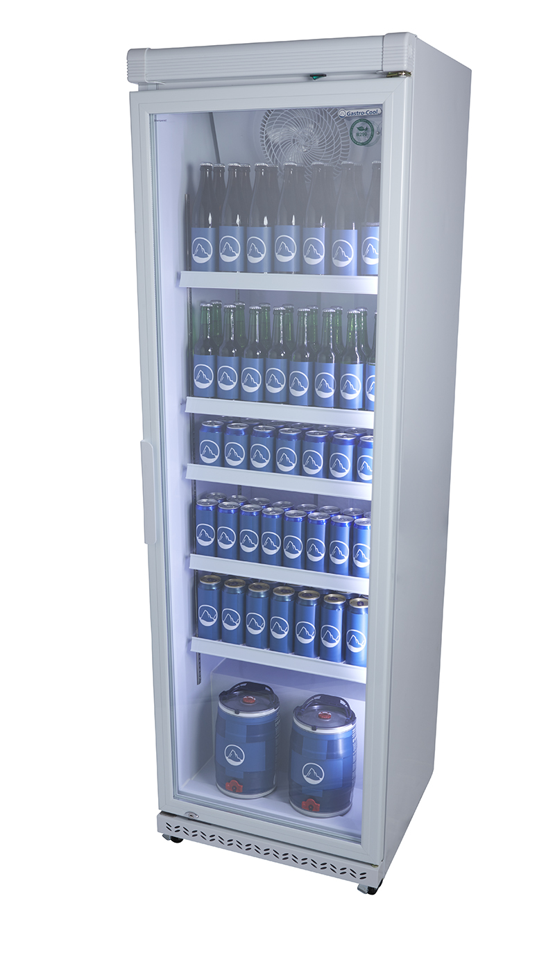 Gastro-Cool - Flaschenkühlschrank Umluft - Glastür - weiß - GCGD400 - seitlich gefüllt
