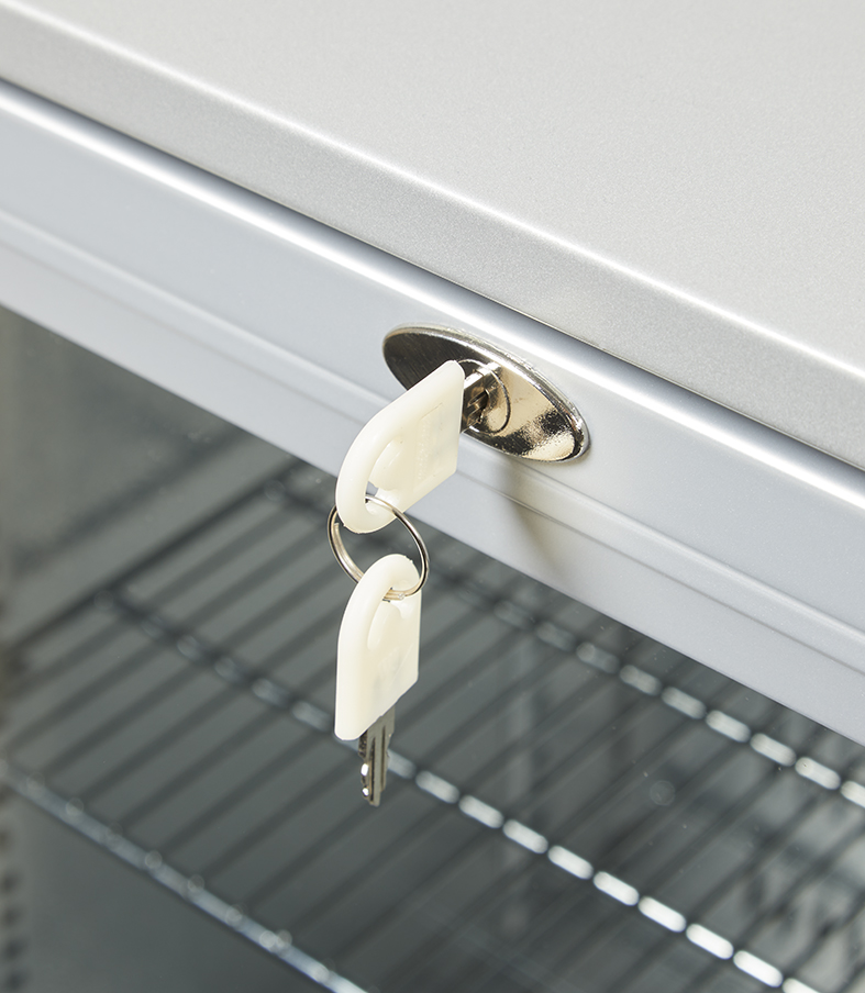 Gastro-Cool Glastürkühlschrank - für Einbau in Theke - silber - GCUC100 Schlüssel
