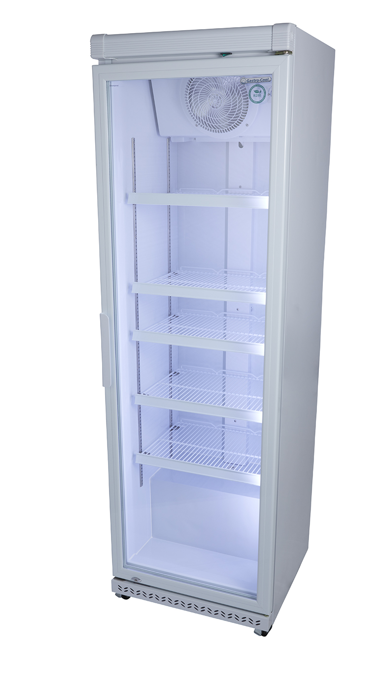 Gastro-Cool - Flaschenkühlschrank Umluft - Glastür - weiß - GCGD40 - seitlich leer