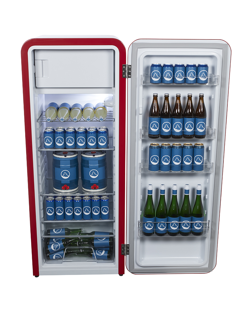 Gastro-Cool - Retro Kühlschrank Havanna in Rot - VIRC330 - Voransicht gefüllt