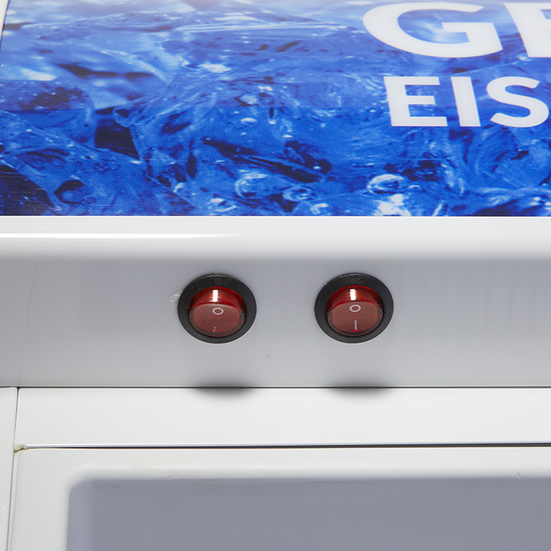 Gastro-Cool - Glastürkühlschrank mit Werbedisplay - weiß - GCDC400 - Schalter