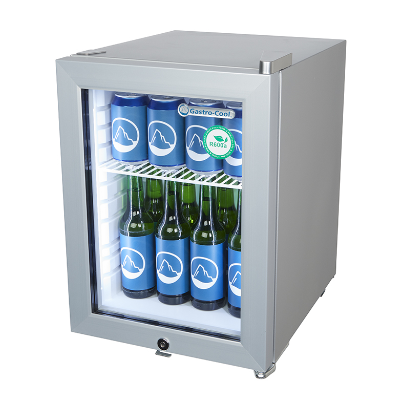 Gastro-Cool Minikühlschrank für Tankstelle oder Gastronomie - KühlWürfel - silber - GCKW25 Seitlich voll
