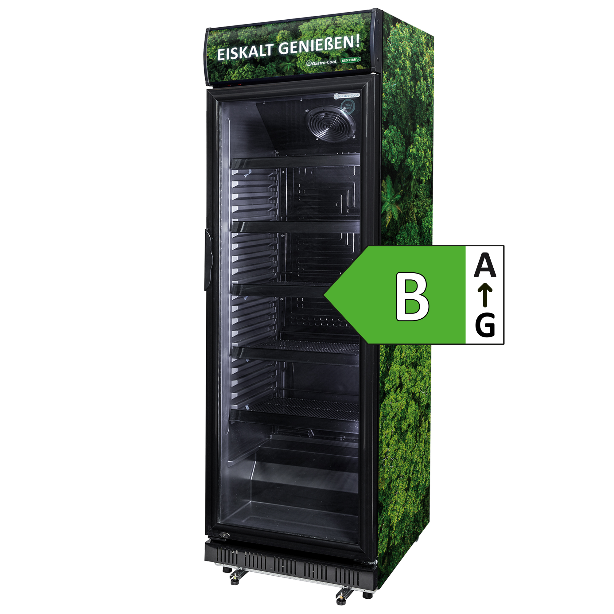 Nur 0,92 kWh/24h ECO STAR+ Super sparsamer Displaykühlschrank - Ressourcen Schonend - GCDC400