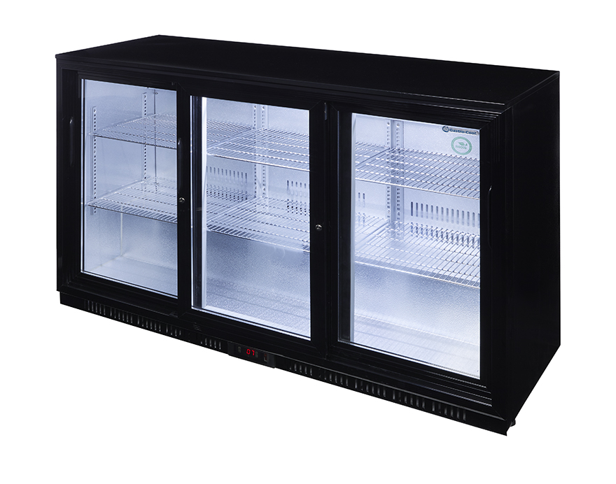 Gastro-Cool - Flaschenkühlschrank - Schiebetür - selbstschließend - schwarz - GCUC300 Seitlich leer