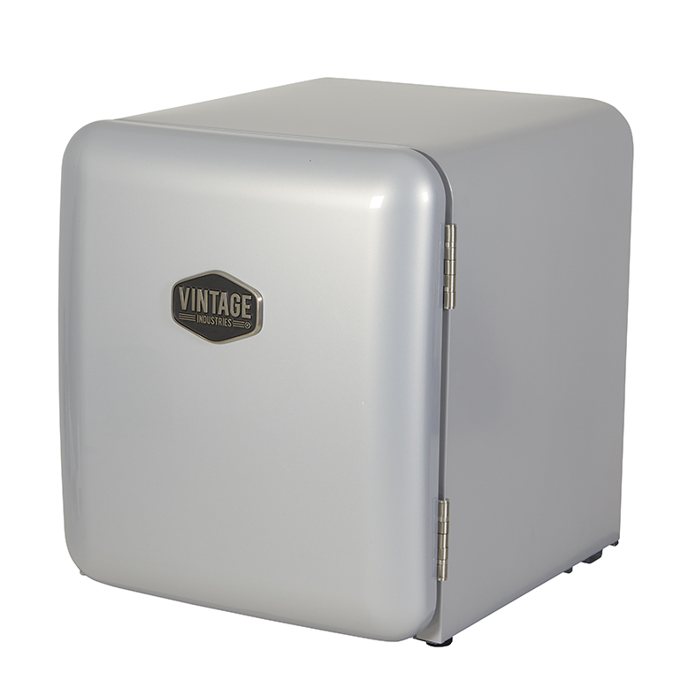 Gastro-Cool - Kleiner Retro Kühlschrank - 50er Jahre - Industial Look - Silber - VIRC60 - seitlich vorne