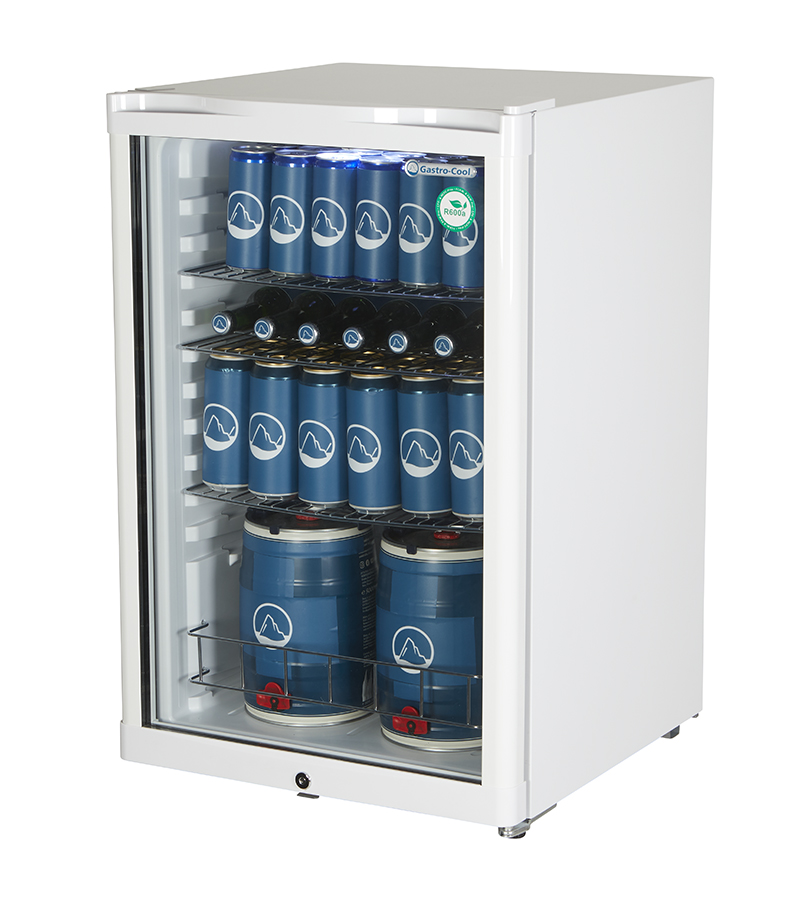 Flaschenkühlschrank mit Glastür - weiß - GCGD155 - Seitenansicht Gefühlt
