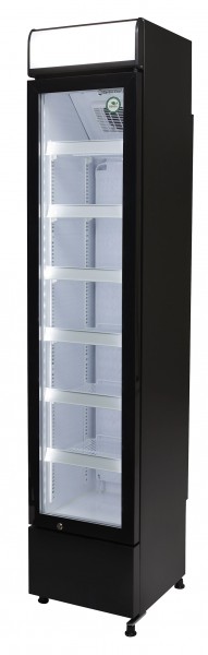 Gastro-Cool - Bottle Cooler - slim - advertising - black/white - LED - GCDC130 - laterally empty