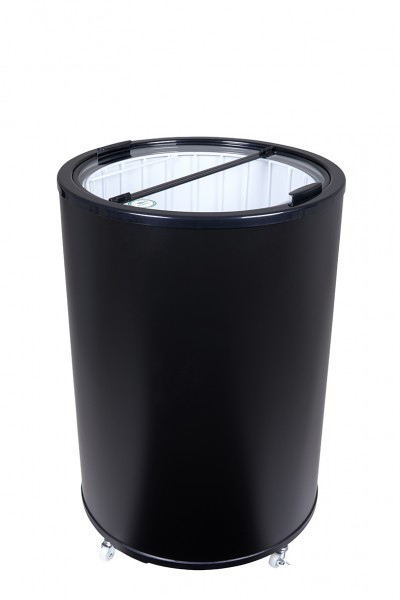Can Cooler for festivals and events - 4 wheels for easy moving - black - glass lid - GCPT85 - closed lid
