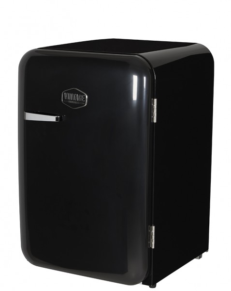 Gastro-Cool - Retro Kühlschrank - American Old School - schwarz - VIRC160 - seitlich